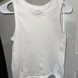Athleta Cream Ribbed Tank Top